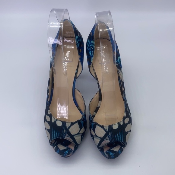 Nine West - Constance Peacock Design Peep Toe Heels Size 5.5 - Picture 3 of 17